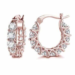 Stunning Gold Rhinestone Small Hoop Earrings